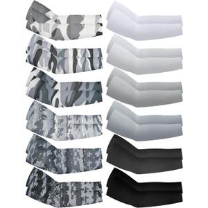 Newcotte 12 Pairs Arm Sleeves for Kids Compression Football Baseball Youth UV Protection Breathable Cooling Sleeve (4-8 Years)