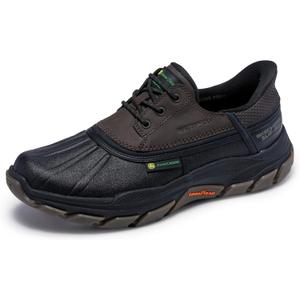 Skechers Men's JDW Respected Tanzier Rain Shoe (9.5 X-Wide, Black/Brown)