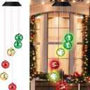 Christmas Solar Wind Chimes 28 Inch Color Changing LED Solar Wind Chimes Unique Outdoor Garden Yard Hanging Decoration for Xmas New Year Ornament Mom Gift (Christmas Ball)
