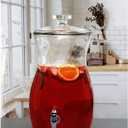 Style Setter Glass Beverage Dispenser for Countertop - 2.7 Gallon Large Glass Drink Dispenser w/Spigot & Lid - Party Drink Dispenser for Sweet Tea Lemonade Punch Water, Juice Dispensers for Parties