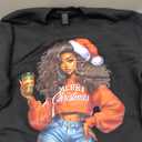 Merry Christmas Black Women Coffee African American Woman Sweatshirt, Size M 