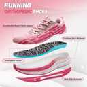 Women's Orthopedic Tennis Road Running Shoes: Fit Arch Support Orthotic Ergonomic Plantar Fasciitis Foot Pain Relief Lightweight Walking Shoes, Breathable Gym Sport Cycling Trail Sneakers Rose Size 6