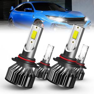 compatible with Honda Civic (2004-2013,2014-2015 Sedan) Bulbs combo, 9005 High Beam and 9006 Low Beam Bulbs combo, 24000LM 6500K Lights, IP68 Waterproof, Pack of 4