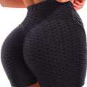 SEASUM Women Workout Shorts Brazilian Textured Booty Leggings Shorts Anti-Cellulite Scrunch Butt Lift (Medium, #1 Honeycomb Texture Black)