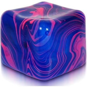 Adult-Size Flow 2.76inch/7cm Stress Cube Larger Than Mini Squishy Cubes, Slow-Rise Sensory Fidget for Stress Relief, Focus & Light Hand Exercise Safe for Ages 3+ (Blue)