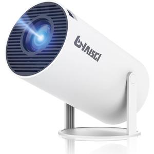 Mini Projector, 4K 1080P Support Portable Projector with Dual Band WIFI6 and Bluetooth 5.2 Android 13, Auto Keystone Correction, 180 Rotatable, 40"-150" Screen Video Projector (White)