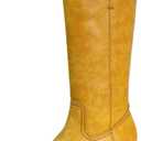 Women's Knee High Boots Square Toe Chunky Block Heel Long Boots for Women Comfortable Low Heel Womens Boots (10.5)