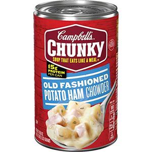 Campbell's Chunky Old Fashioned Potato Ham Chowder, 18.8 oz. Can Pack of 4, Best By: MAY 02 2026