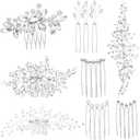 Maitys 44 Pieces Wedding Hair Accessories Faux Pearl Crystal Comb Clips U-shaped Flower Rhinestone Silver Pearl Hair Pieces for Prom Bride Bridesmaid(Elegant Style)