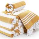 Utopia Towels 4 Pack Turkish Beach Towel, 40 by 72 Inches, 100% Cotton, Oversized Sand Free Lightweight Quick Dry, Prewashed for Soft Feel, Large Turkish Peshtemal Towel for Travel, Buff