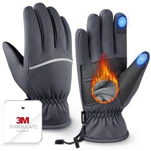 Winter Gloves Men Women Made with 3M Insulation & Plush Lining, -10°F Windproof & Water-Resistant Snow Gloves for Cold Weather, Ski Glove with Reflective Strips & Touchscreen Fingers for Running, Size: XS