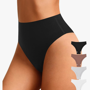 OLIKEME Women Seamless High Waisted Underwear No Show Quick Dry Panties Sexy High Cut Hipster Cheeky Ladies Bikini XL