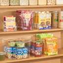 mDesign Plastic Modern Kitchen, Pantry Food Storage Container Bin w/ Handles - Cabinet, Fridge/Freezer, Countertop Organizer - Snacks/Drink/Appliances; Ligne Collection, Clear, 10x6.5x7.75 (Pack of 1)