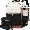 LOVEVOOK Travel Backpack for Women, TSA Carry On Backpack Flight Approved Luggage, 40L Water Resistant Personal Item Daypack Large Weekender Bag fit 17 inch Laptop with 3 Cubes, Beige-black-brown