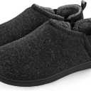 Snug Leaves Men's Faux Wool Slippers Comfy Warm Winter House Shoes with Elastic Gores (11-12, Dark Gray)