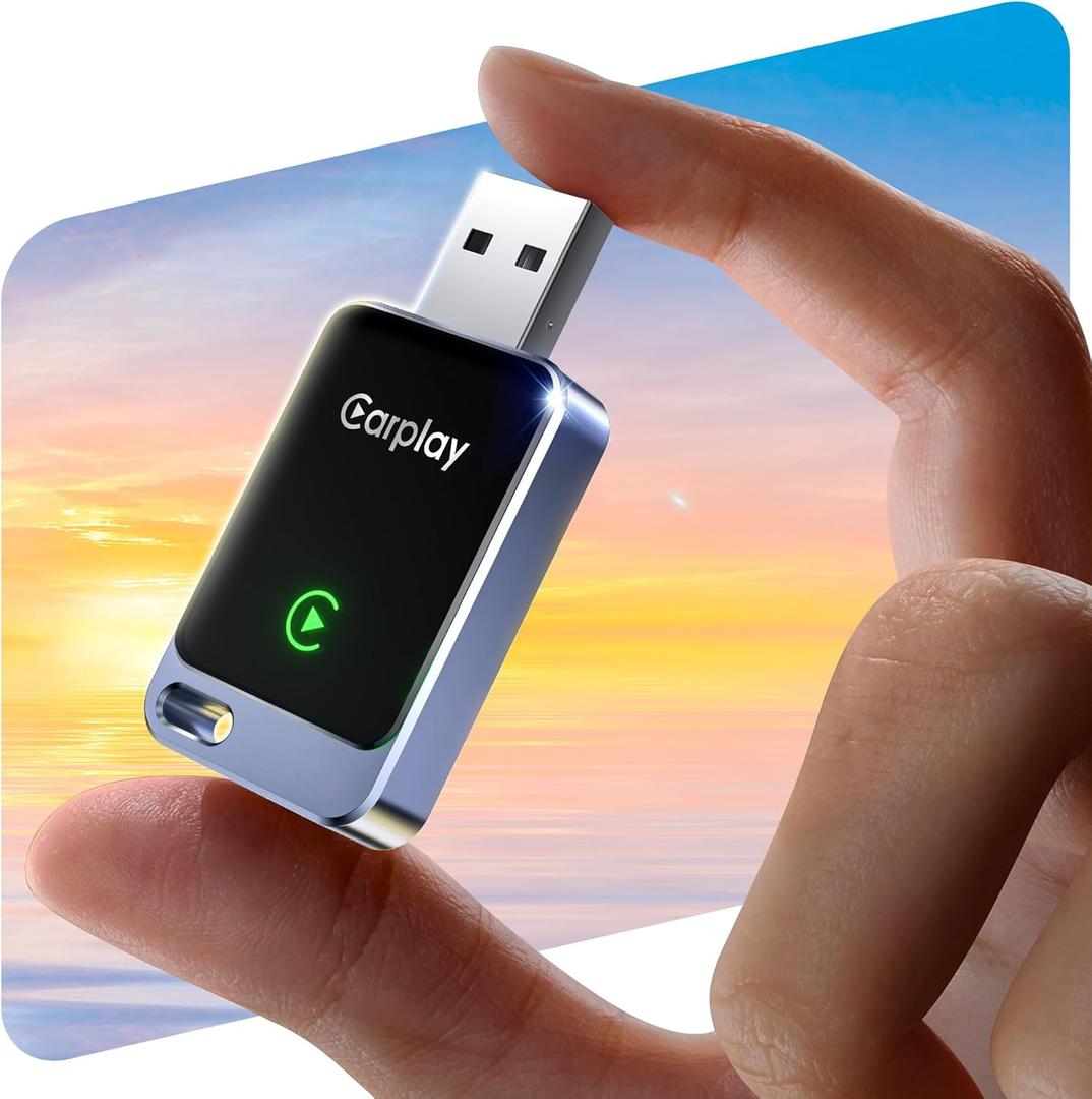 Redlake Wireless CarPlay Adapter for iPhone 2025 Wireless Apple CarPlay Adapter Mini Size with Cable USB & USB-C/Type-C Plug and Play Stable Connection and No Delay