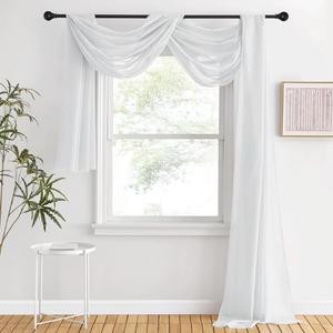 NICETOWN Scarf Curtain for Living Room - Elegant Solid Voile Sheer Valance Topper Long Window Treatment Scarf for Villa/Cottage (1 PC, Light Gray, W60 x L216)
