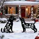2 Pack Metal Dog Garden Decor for Outside - Unique Dog Statues, Decorative Garden Stakes, Labrador Pet Gifts for Women/Men, Silhouette Yard Art, Ideal for Decorating Backards, (11in)