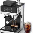 Espresso Machine with Grinder, 20Bar Expresso Coffee Machines with Milk Frother, Professional Compact Stainless Steel Coffee Maker for Espresso, Latte & Cappuccino, Perfect for Home Use