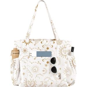 Large Corduroy Tote Bag for Women - Cute Shoulder Reusable Canvas Bags with Zipper Multi-Pocket for School