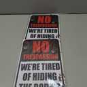 2 x Halloween Decorations Metal Tin Sign for Outdoor Yard, Garage Wall, Rustic Vintage No Trespassing We're Tired of Hiding The Bodies, 7.8x11.8in