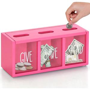 Wooden Money Saving Box for Adults, Piggy Bank for Kids, Wall-Mount Kids Banks for Bills and Coins,Visualized Saving Box Boalord for Bedroom, Living Room, Laundry Room, Countertop