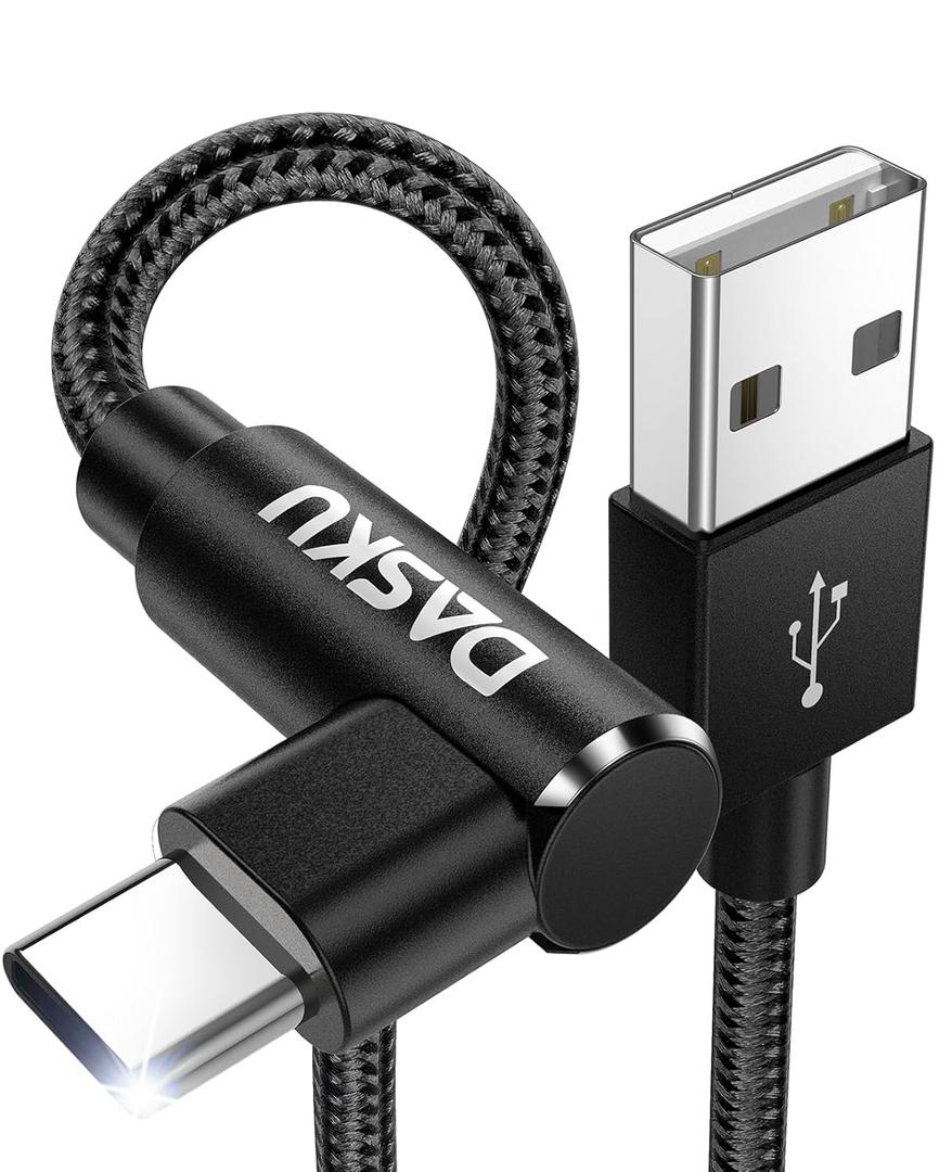 USB to USB C Cable 90 Degree [2Pack 10ft] 3A Right Angle USB C Cable Extra Long Heavy Duty USB Type C Cable Fast Charging, for iPhone 17/16/16e/15 Pro Max, Samsung Galaxy, Android Phones, and More