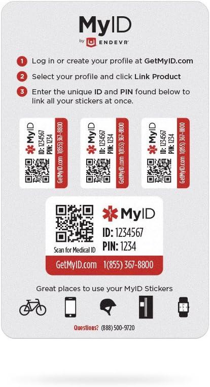 ENDEVR MyID Medical ID Sticker Kit, Store All of Your Medical Information for Emergencies, 4 Stickers