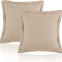 Homiest Euro Sham Covers 26x26 Inch Set of 2, Beige Pillow Shams with 2 Inch Wide Decorative Flange, European Square Pillowcases 26x26 Pillow Covers, Soft & Cozy Microfiber, Envelope Closure