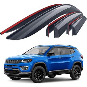 Goodyear Shatterproof Window Deflectors for Jeep Compass 2017-2026, Tape-on Rain Guards, Window Visors, Vent Deflector Visor, Car Accessories,6 pcs. - GY008681