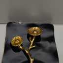 Bronze Gold Floral Napkin Holder Decor - Golden Brass Flower Detail & Black Reflective Tray, Paper Towel & Display Leaf, Two Tone for Weddings, Dinner Parties, Housewarming Gifts, Baroque Tray Basket