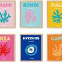 TwoDays Preppy Room Dcor Aesthetic, Preppy Wall Decor, Preppy Travel Prints, Preppy Stuff, Preppy Things, Preppy Posters for Teen Girl Room (8" x 10"Set of 6, Wooden Framed)