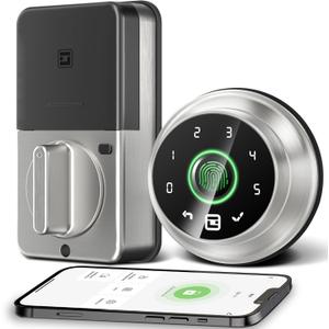 GeekTale 4-in-1 Keyless Entry Door Lock, Fingerprint Door Lock with Keypad, Biometric Smart Lock Deadbolt for Front Door, App Control