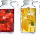 Glass Pitcher with Lid – Set of 2 Glass Water Pitcher 55Oz – Cold Carafe for Ice Tea, Water, Lemonade, Coffee – Elegant and Modern – Practical Spout Pitchers for Drinks