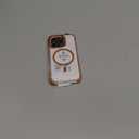 DEERLAMN Strong Magnetic Case for iPhone 16 Pro 6.3-Inch,[Compatible with Magsafe] Clear Slim Shockproof Protective Phone Cover for Women Men-Transparent+Orange