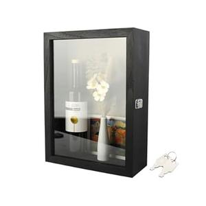 12x17 Extra Deep Shadow Box, Large Shadow Boxes Display Cases with Lockfor Displaying Photo Souvenir CollectionCarbonized