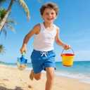 westwolf 6-18T Boys Swim Trunks for Teen 2 in 1 Bathing Suits Board Shorts with Compression Liner (8-9 Years, Blue)