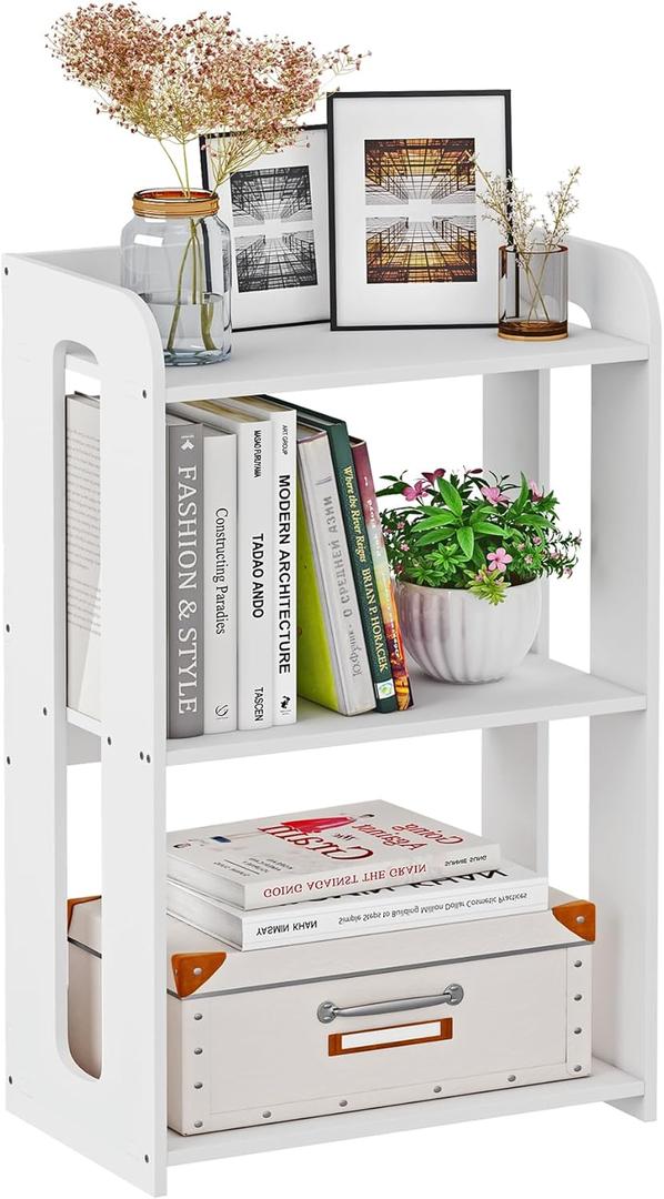 HAYOFAMY 3 Tier End Table Nightstand White, Small Bookshelf with Open Shelf, Narrow Side Table Bedside Table for Bedroom, Living Room, Office, Bathroom
