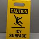 SmartSign 25 x 12 inch “Caution - Icy Surface” Two-Sided Folding Floor Sign with Symbol Black and Yellow