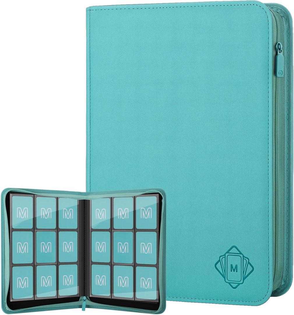 Trading Card Binder with 9 Side Loading Pocket Card Album Hold Up to 540 Cards PU Card Collection Binder, Collectible Albums Card Folder for MTG, TCG, Sports Cards9-Cyan