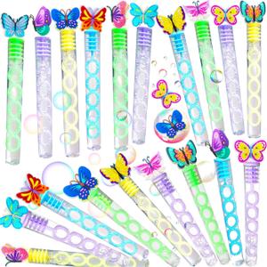 24 Packs Mini Bubble Butterfly Wands Birthday Party Favors for Kids, School Kids Theme Party Supplies,Goodie Bags Stuffers,School Classroom Students Prizes