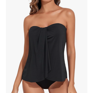 Tempt Me Two Piece Tankini Bathing Suits for Women Halter Bandeau Swim Top with Bottom Flyaway Tummy Control Swimsuit XXL