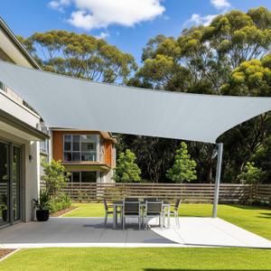 Cool Area Sun Shade Sail 16x16FT Rectangle Shade Canopy Outdoor Sunshade for Patio Backyard Garden, Silver Grey