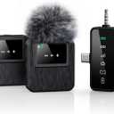 3-in-1 Mini Microphone for iPhone, Android, Camera - 328ft Long Range, 20H Battery Life, Wireless Microphones, Lapel Mic with AI Noise Reduction for Video Recording, YouTube, TikTok (Ink Black)