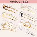 12 PCS French Hair Pins for Women, French Twist Hair Pins U-Shaped Pearl French Pins for Bun and Updo Hair Styling Pins, Metal Hair Fork Hair Accessories for All Hair Types