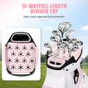 Tivor 15 Way Golf Cart Bag Silent T-Lock,Dividers, Full-Length,Oversized putter well,12-pocket storage,insulated cooler,water-resistant fabric,rugged styling and stable base, Pink