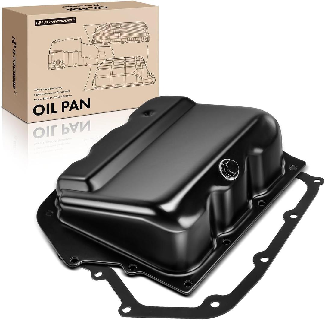 A-Premium Transmission Oil Pan with Drain Plug & Gasket Compatible with 62TE 6-Speed Automatic Transmission & Chrysler Pacifica 200 Sebring Town Country & Dodge Avenger Journey Grand Caravan