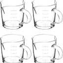 QWORK Espresso Shot Glass with Handle, 4 Pack 3-Ounce Double Spout Glass Measuring Cup Triple Pitcher Milk Cup with Two Scales (OZ&ML)