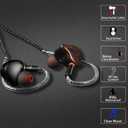 in Ear Monitor Headphones, HiFi Stereo IEM Earphones, Dynamic Dual Driver Wired Earbuds with Detachable Cable, Noise Canceling Headset for Singers Musicians Drummers Audiophile (Wood Grain)