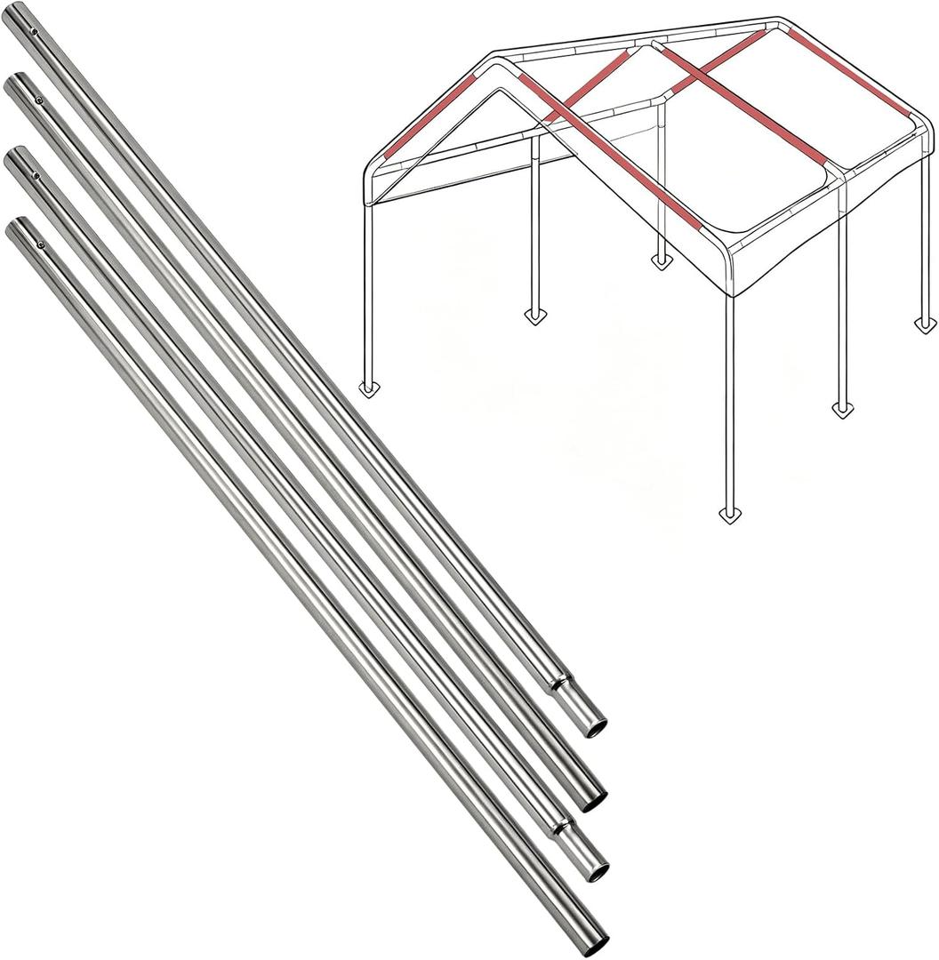 2 Pack Canopy Brace Pole, 10x20 Tent Support Rod | Heavy Duty Metal Replacement Support Rod, Carport Lean to Awning Accessory, Garage Shelter Pole, Canopy Frame Reinforcement